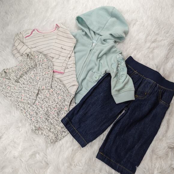 Baby Girl 3-6M Clothes Lot Pink Teal Clothing Bundle Outfit Jacket Jeans Fleece - Picture 1 of 16